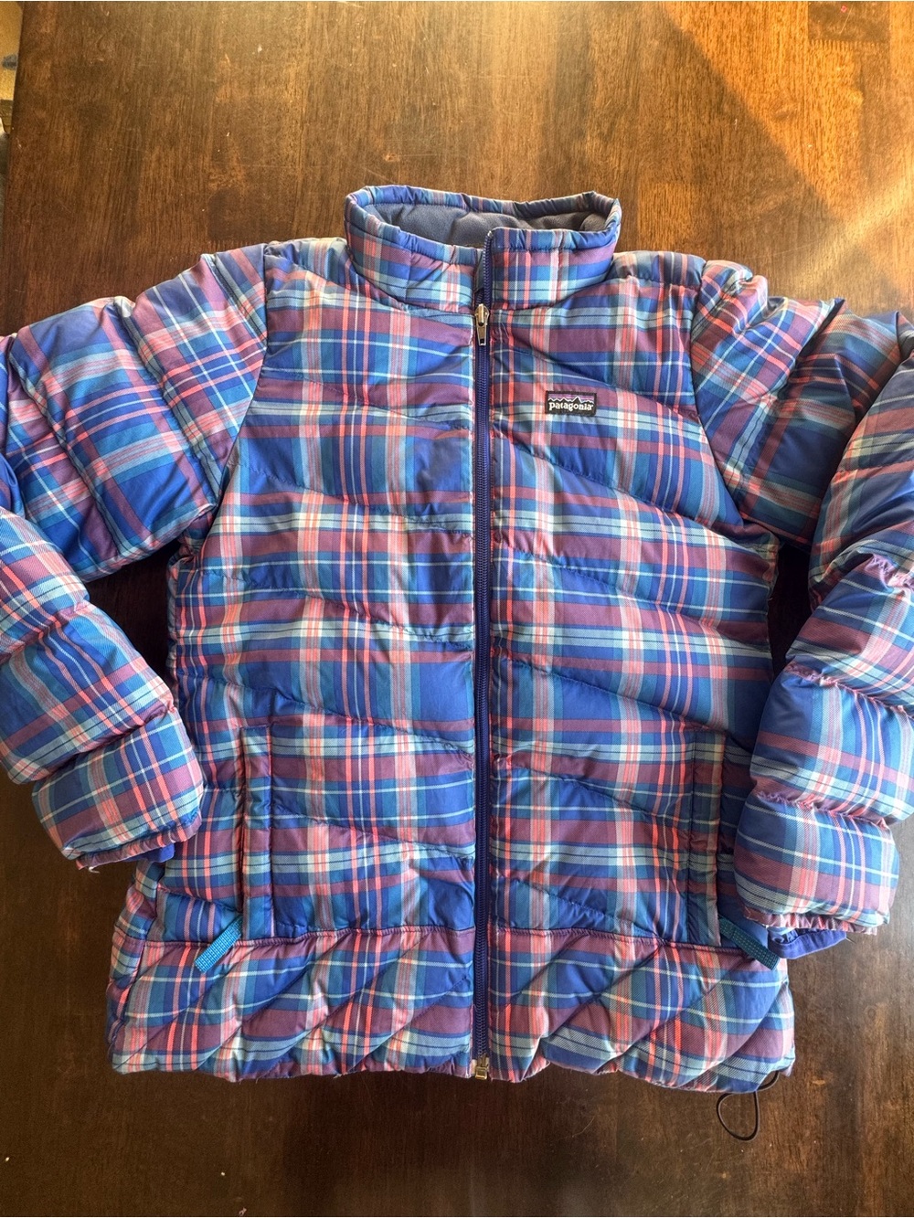 Patagonia Down Blue Plaid Puffer winter Jacket XS